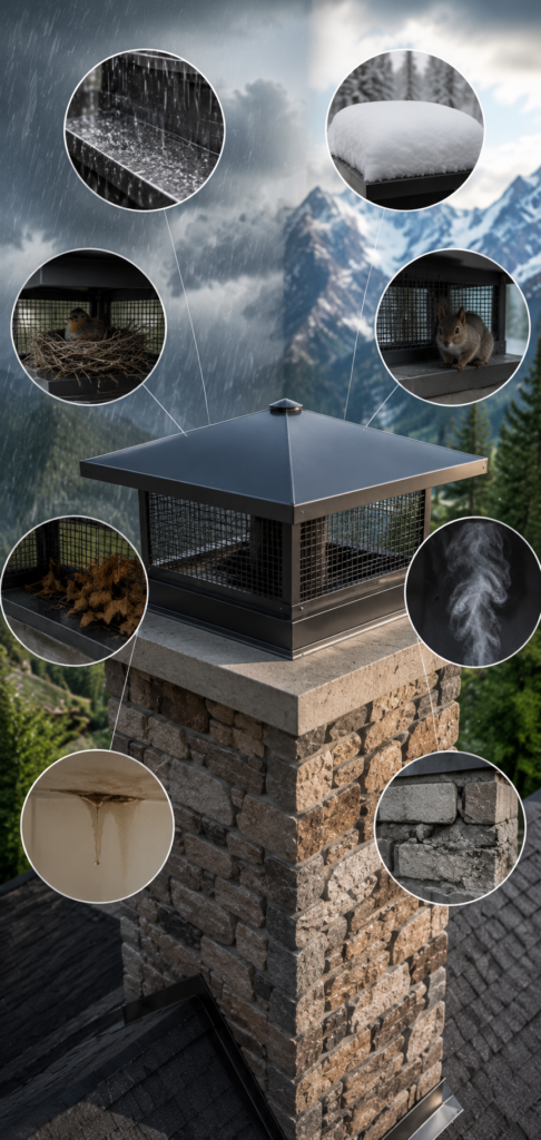 Chimney Caps|Custom Chimney Caps|Chimney Venting|Dryer Vent Installation|Custom Venting|Sheet Metal Fabrication|Hailey ID|Bellevue|Ketchum|Sun Valley|Blaine County